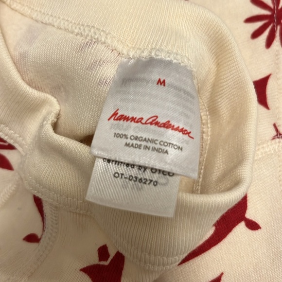 NWOT Hanna Anderson Dog Pajama Shirt Medium Cream Red Christmas Organic Cotton - Picture 3 of 10